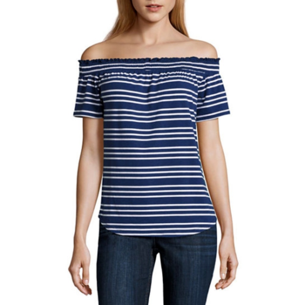Liz Claiborne Short Sleeve Stripe T-Shirt - Picture 1 of 3